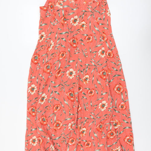DASH Womens Orange Floral Viscose Maxi Size 10 Round Neck Zip