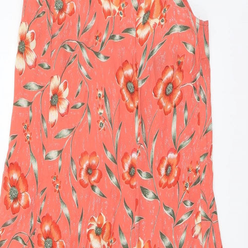 DASH Womens Orange Floral Viscose Maxi Size 10 Round Neck Zip