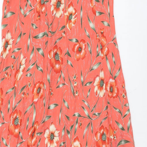 DASH Womens Orange Floral Viscose Maxi Size 10 Round Neck Zip