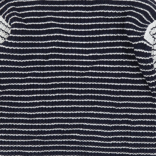 Marks and Spencer Womens Blue Boat Neck Striped Cotton Pullover Jumper Size S
