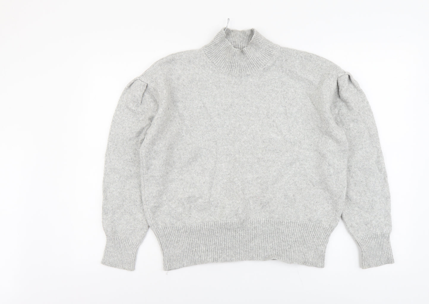 Marks and Spencer Womens Grey Mock Neck Polyester Pullover Jumper Size M