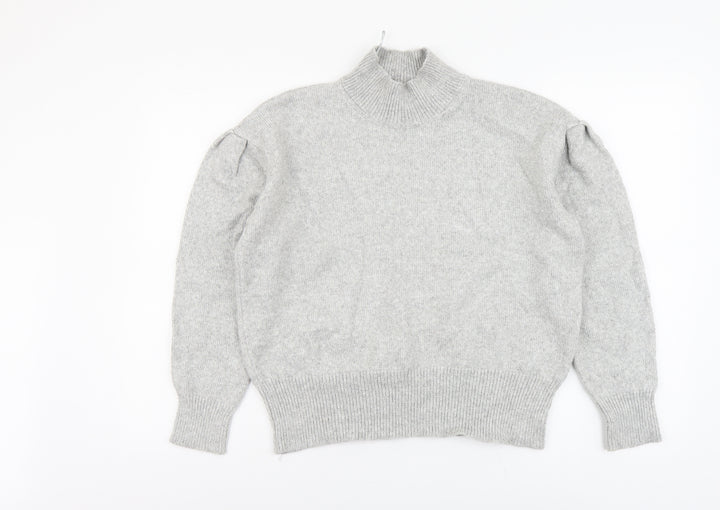 Marks and Spencer Womens Grey Mock Neck Polyester Pullover Jumper Size M
