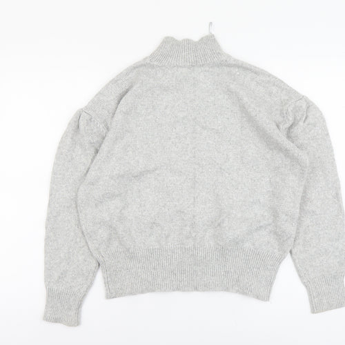 Marks and Spencer Womens Grey Mock Neck Polyester Pullover Jumper Size M