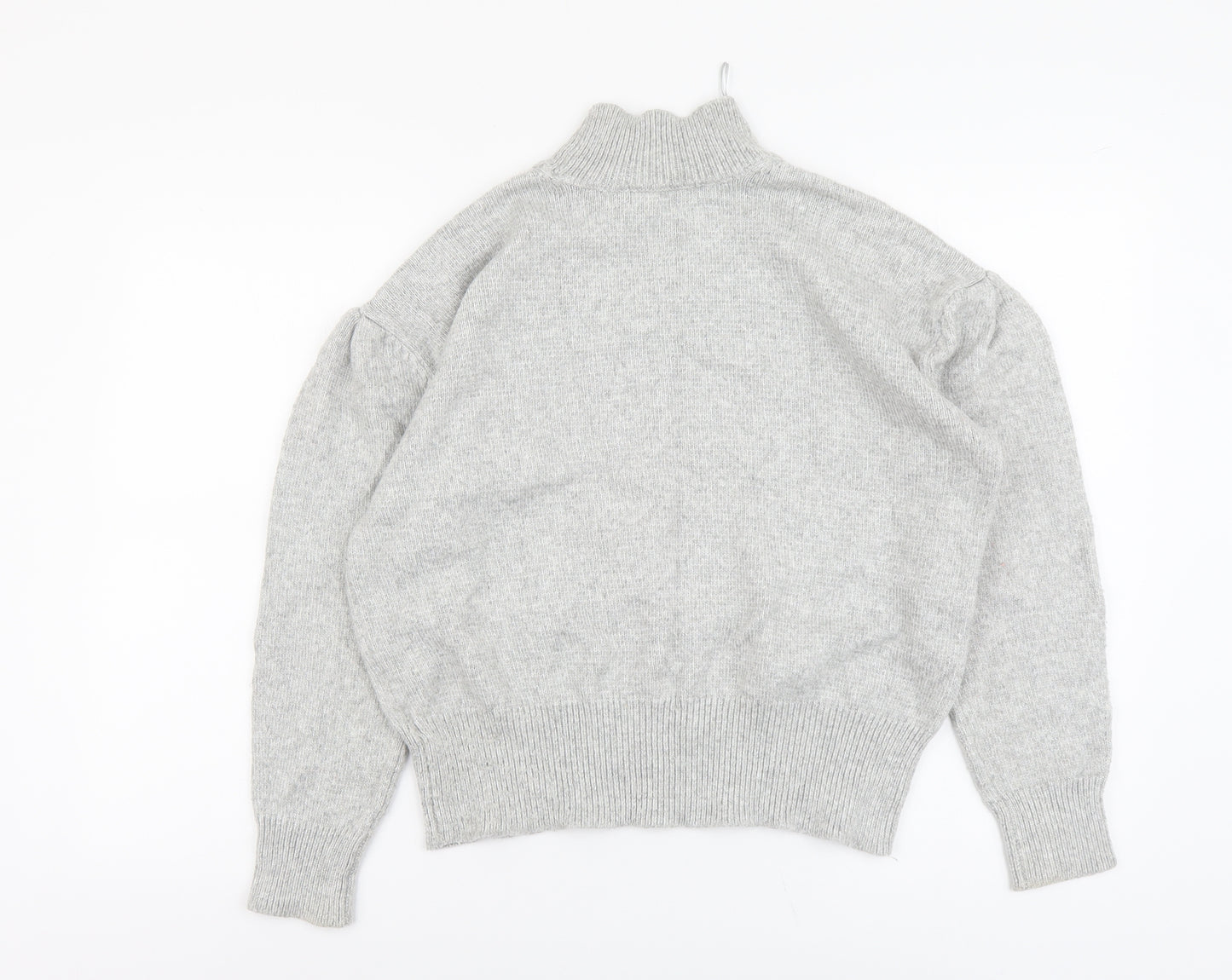 Marks and Spencer Womens Grey Mock Neck Polyester Pullover Jumper Size M
