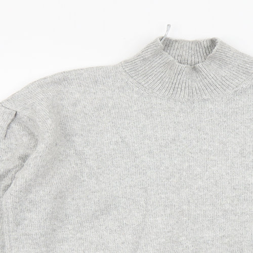 Marks and Spencer Womens Grey Mock Neck Polyester Pullover Jumper Size M