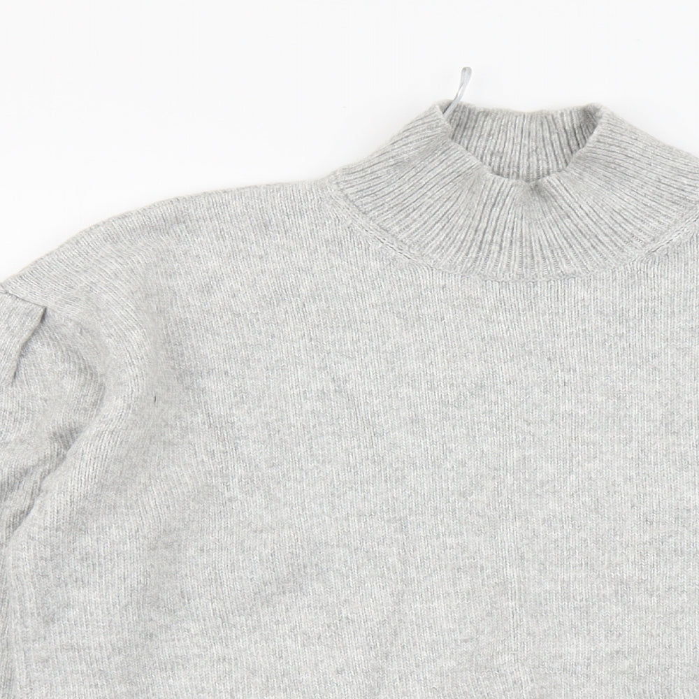 Marks and Spencer Womens Grey Mock Neck Polyester Pullover Jumper Size M