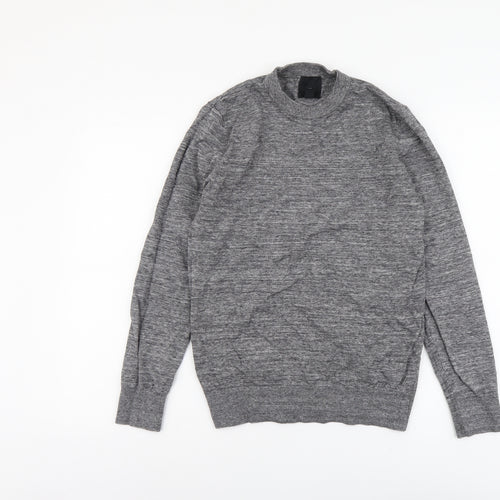 H&M Mens Grey Round Neck Cotton Pullover Jumper Size XS Long Sleeve