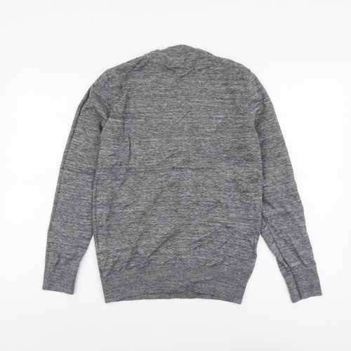 H&M Mens Grey Round Neck Cotton Pullover Jumper Size XS Long Sleeve