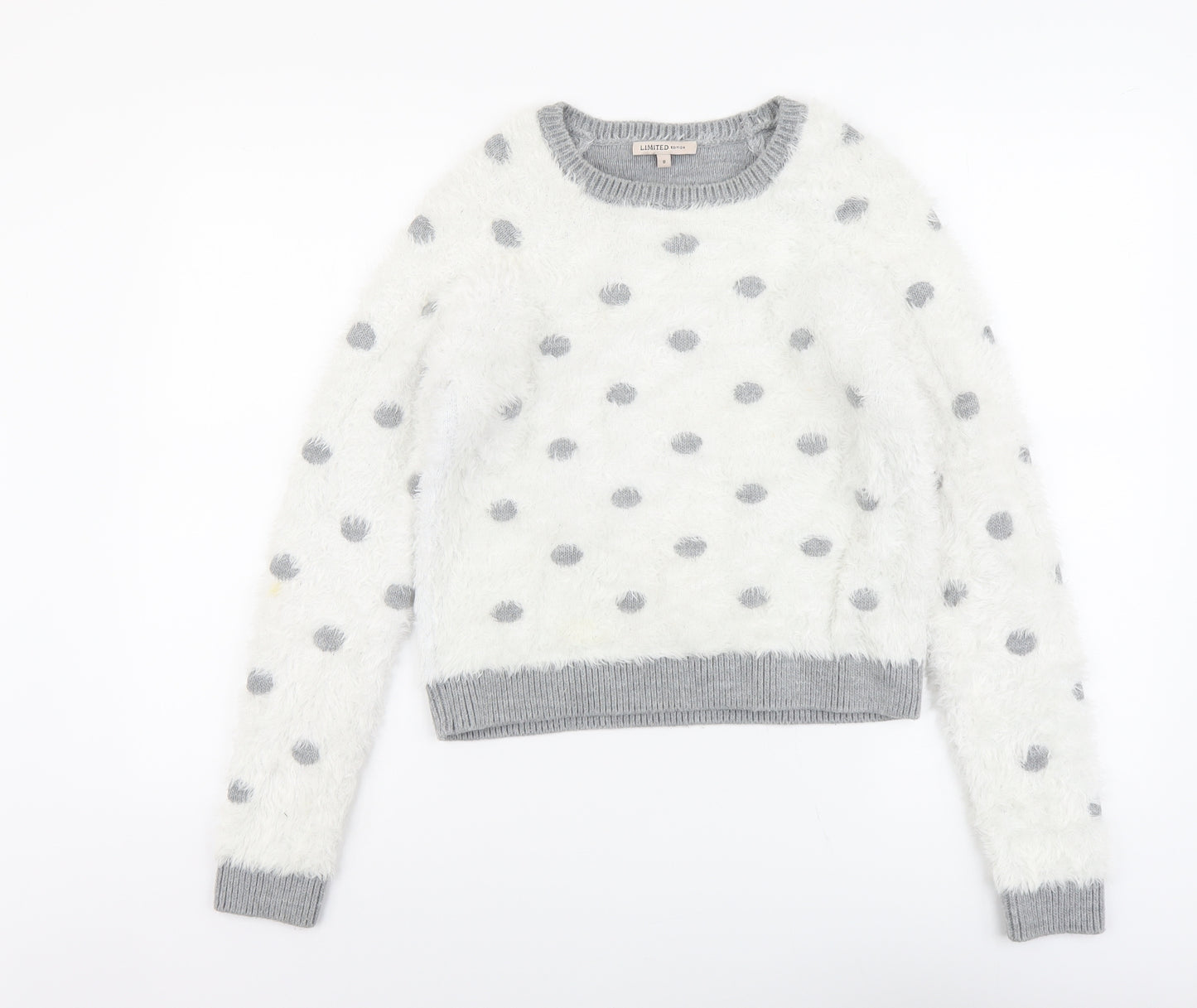 Marks and Spencer Womens Grey Round Neck Polka Dot Acrylic Pullover Jumper Size 8