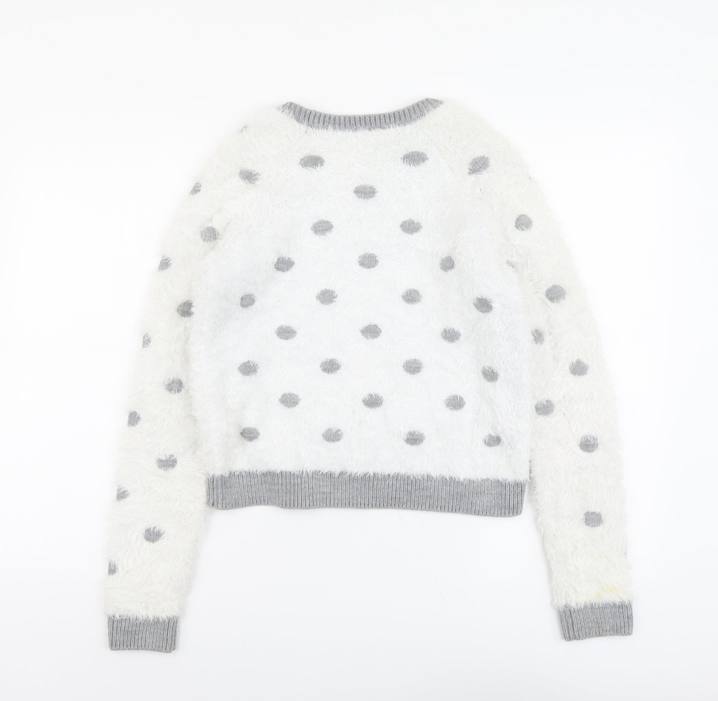 Marks and Spencer Womens Grey Round Neck Polka Dot Acrylic Pullover Jumper Size 8