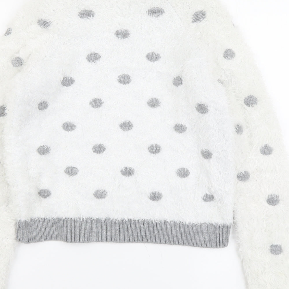 Marks and Spencer Womens Grey Round Neck Polka Dot Acrylic Pullover Jumper Size 8