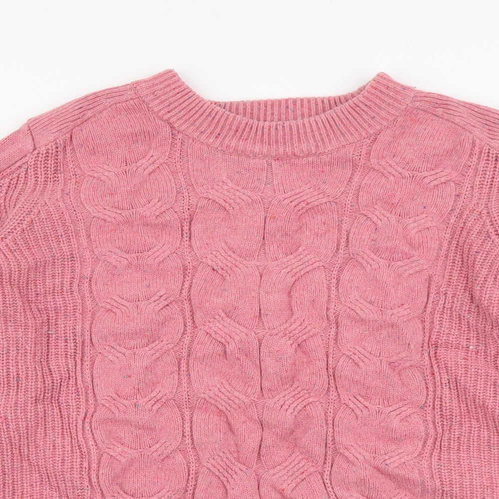 Marks and Spencer Womens Pink Round Neck Cotton Pullover Jumper Size L