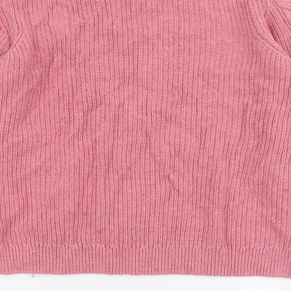 Marks and Spencer Womens Pink Round Neck Cotton Pullover Jumper Size L