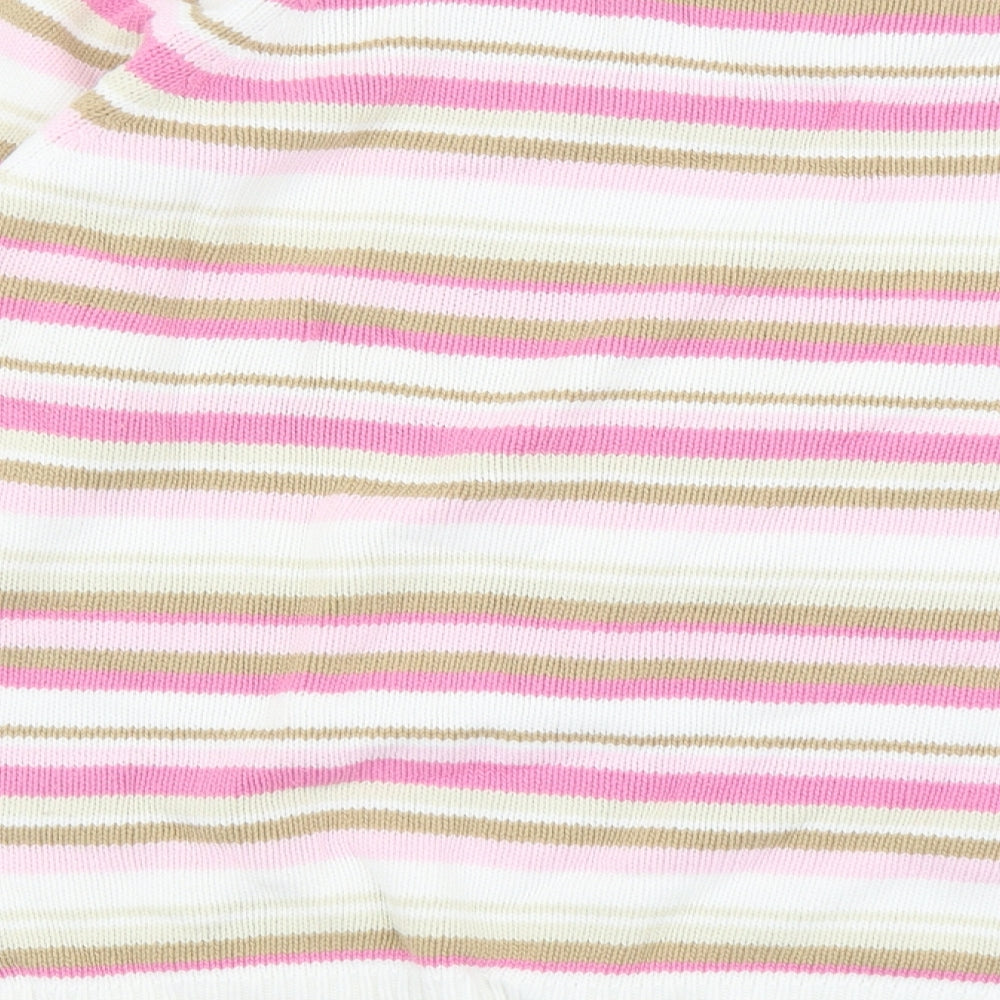 EWM Womens Multicoloured V-Neck Striped Cotton Pullover Jumper Size XL