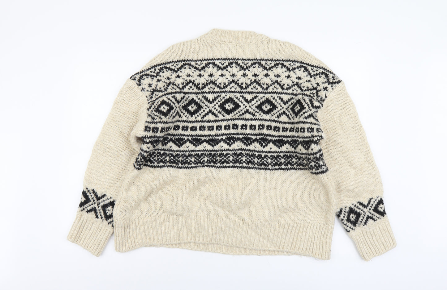 George Womens Beige Round Neck Acrylic Pullover Jumper Size L