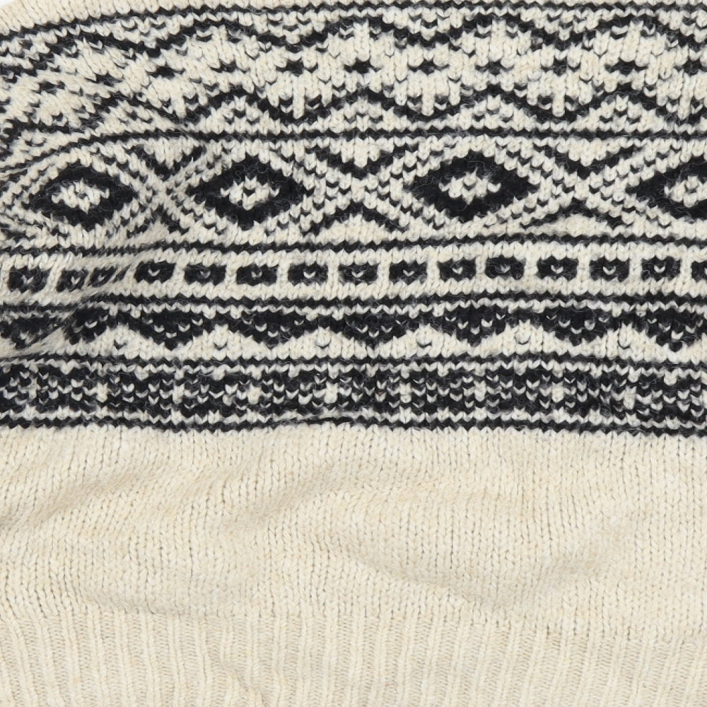 George Womens Beige Round Neck Acrylic Pullover Jumper Size L