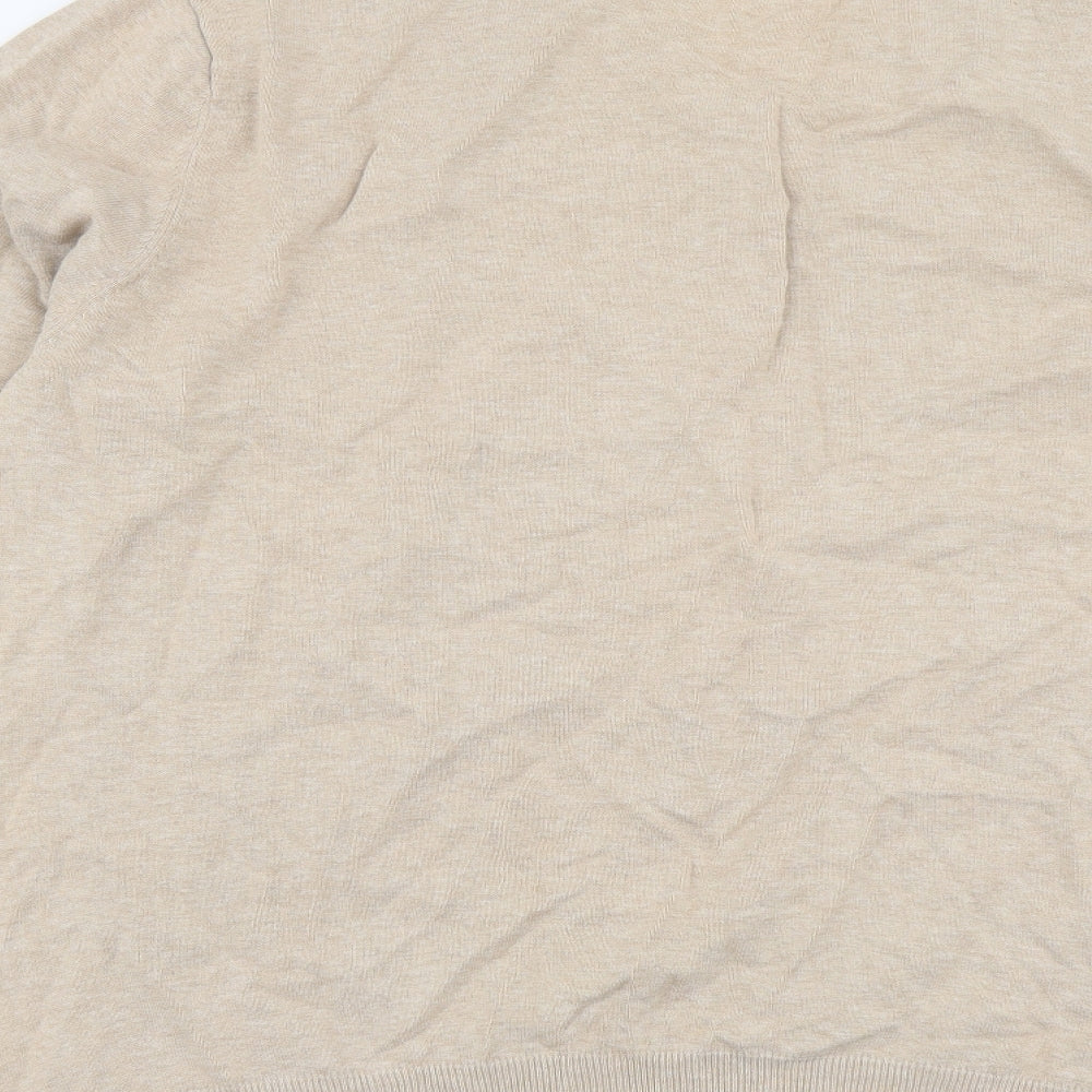 TU Mens Beige V-Neck Argyle/Diamond Cotton Pullover Jumper Size 2XL Long Sleeve