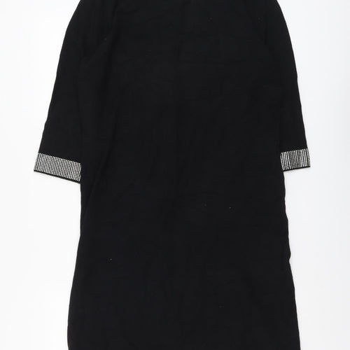 Marks and Spencer Womens Black Viscose A-Line Size 12 Boat Neck Pullover
