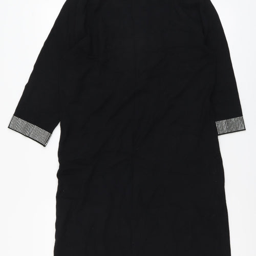 Marks and Spencer Womens Black Viscose A-Line Size 12 Boat Neck Pullover