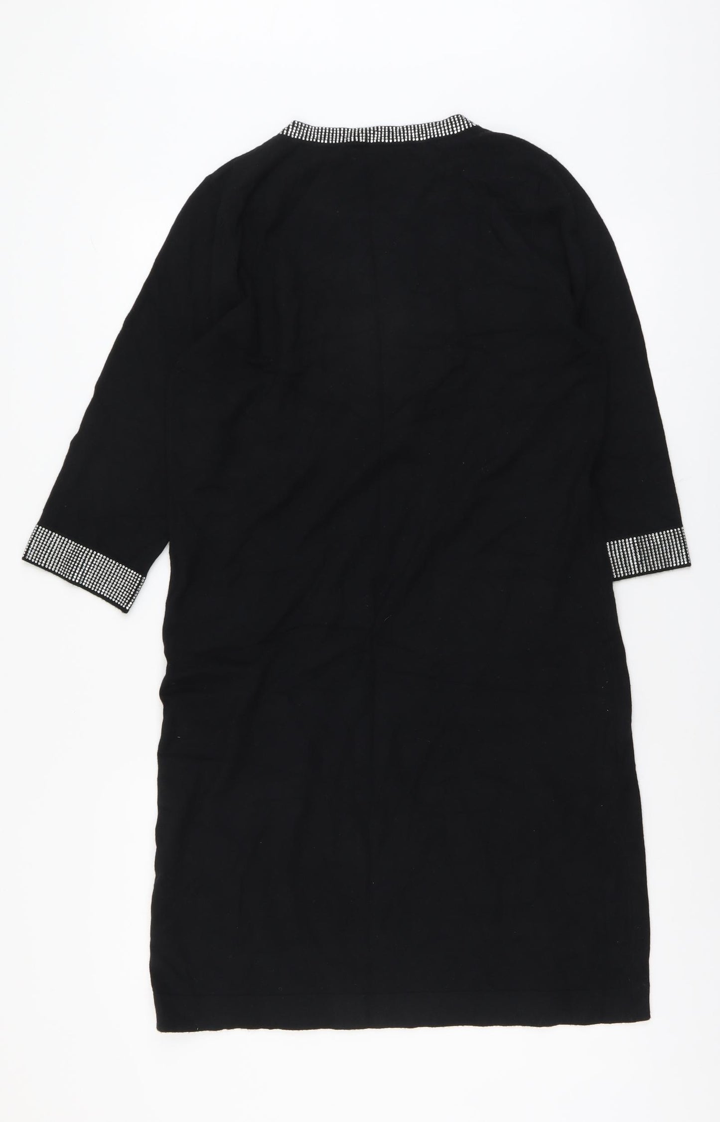 Marks and Spencer Womens Black Viscose A-Line Size 12 Boat Neck Pullover