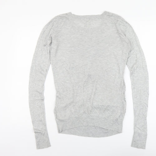 H&M Womens Grey Round Neck Acrylic Pullover Jumper Size M - Love Heart