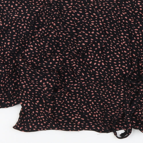 New Look Womens Black Geometric Viscose Cropped Blouse Size 10 Off the Shoulder