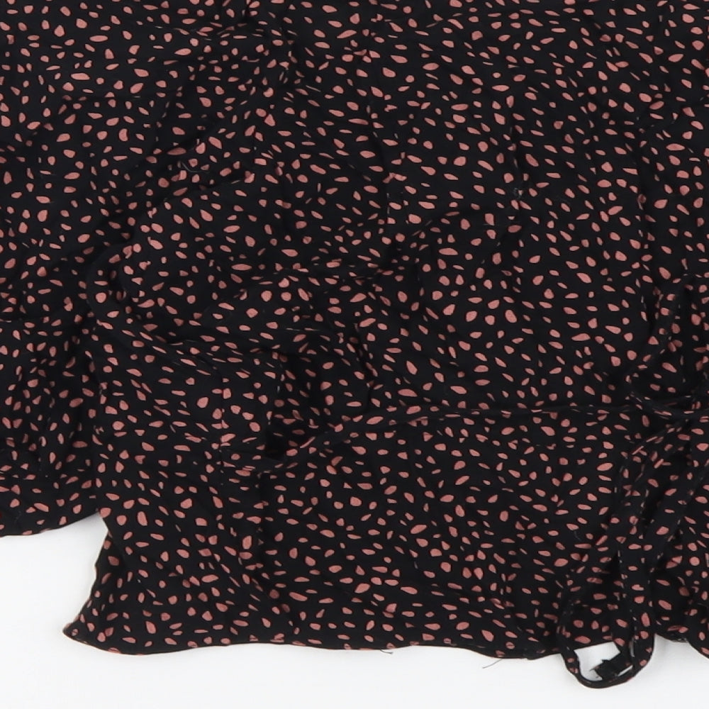 New Look Womens Black Geometric Viscose Cropped Blouse Size 10 Off the Shoulder