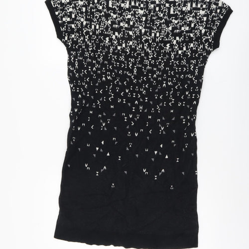 Gap Womens Black Geometric Cotton Shift Size S V-Neck Pullover