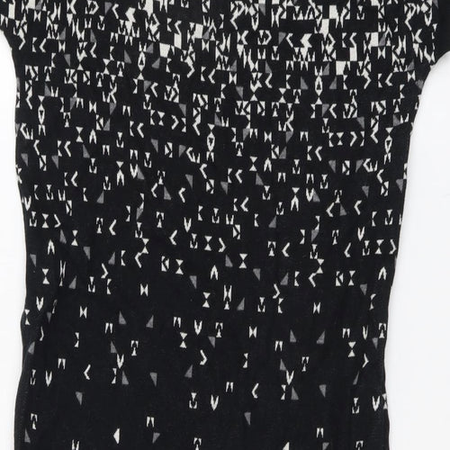 Gap Womens Black Geometric Cotton Shift Size S V-Neck Pullover
