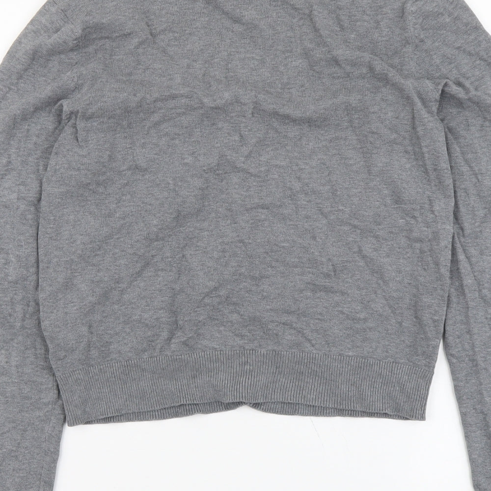 H&M Womens Grey V-Neck Cotton Cardigan Jumper Size 12