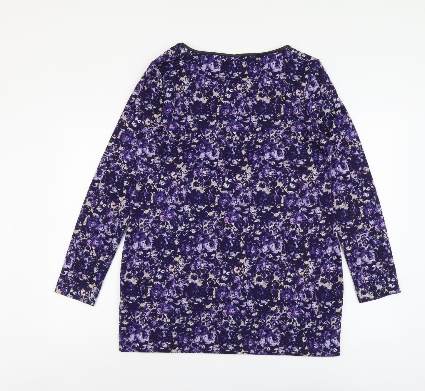 Marks and Spencer Womens Purple Round Neck Geometric Acrylic Pullover Jumper Size 14