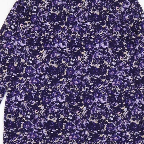 Marks and Spencer Womens Purple Round Neck Geometric Acrylic Pullover Jumper Size 14