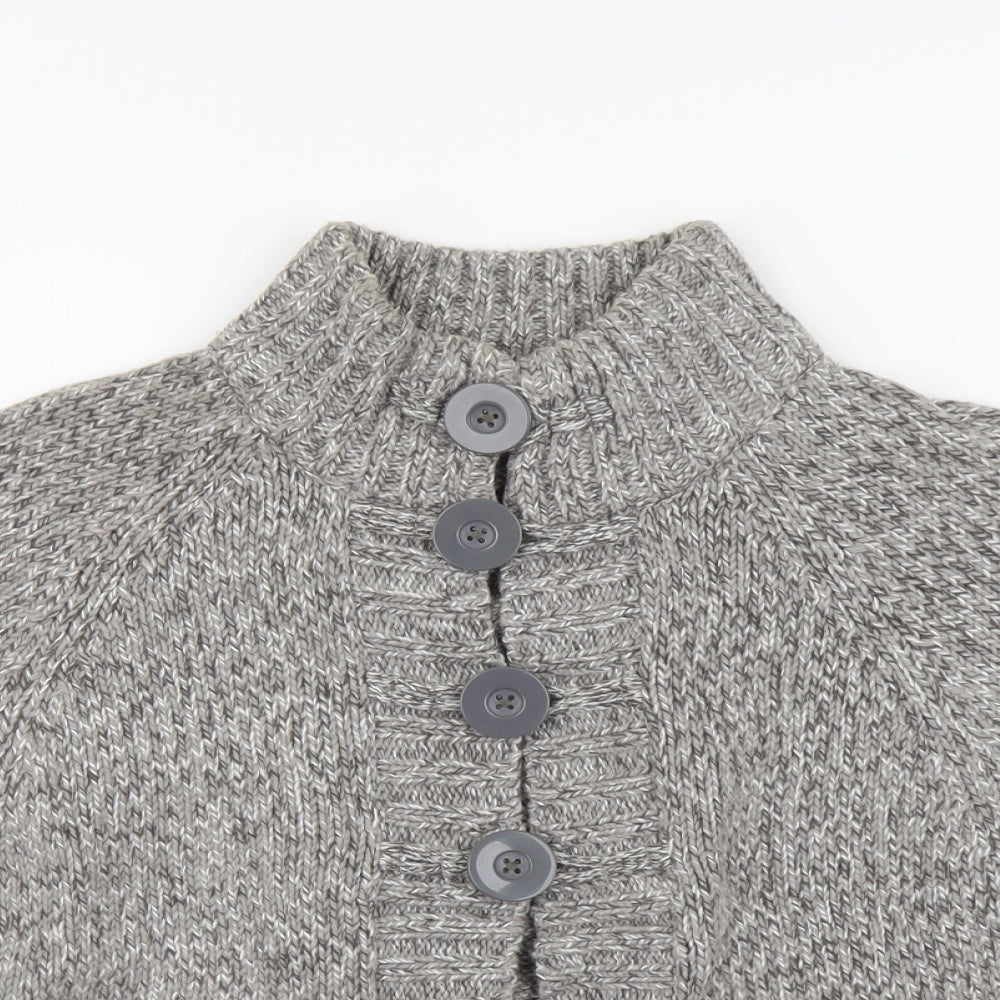 George Womens Grey High Neck Acrylic Cardigan Jumper Size 14