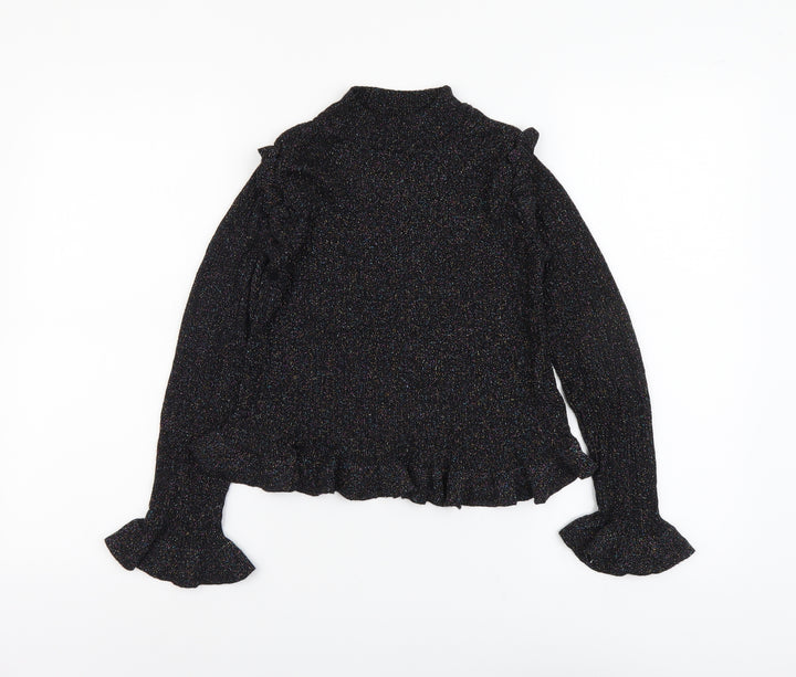 River Island Girls Black Crew Neck Viscose Pullover Jumper Size 9-10 Years Pullover