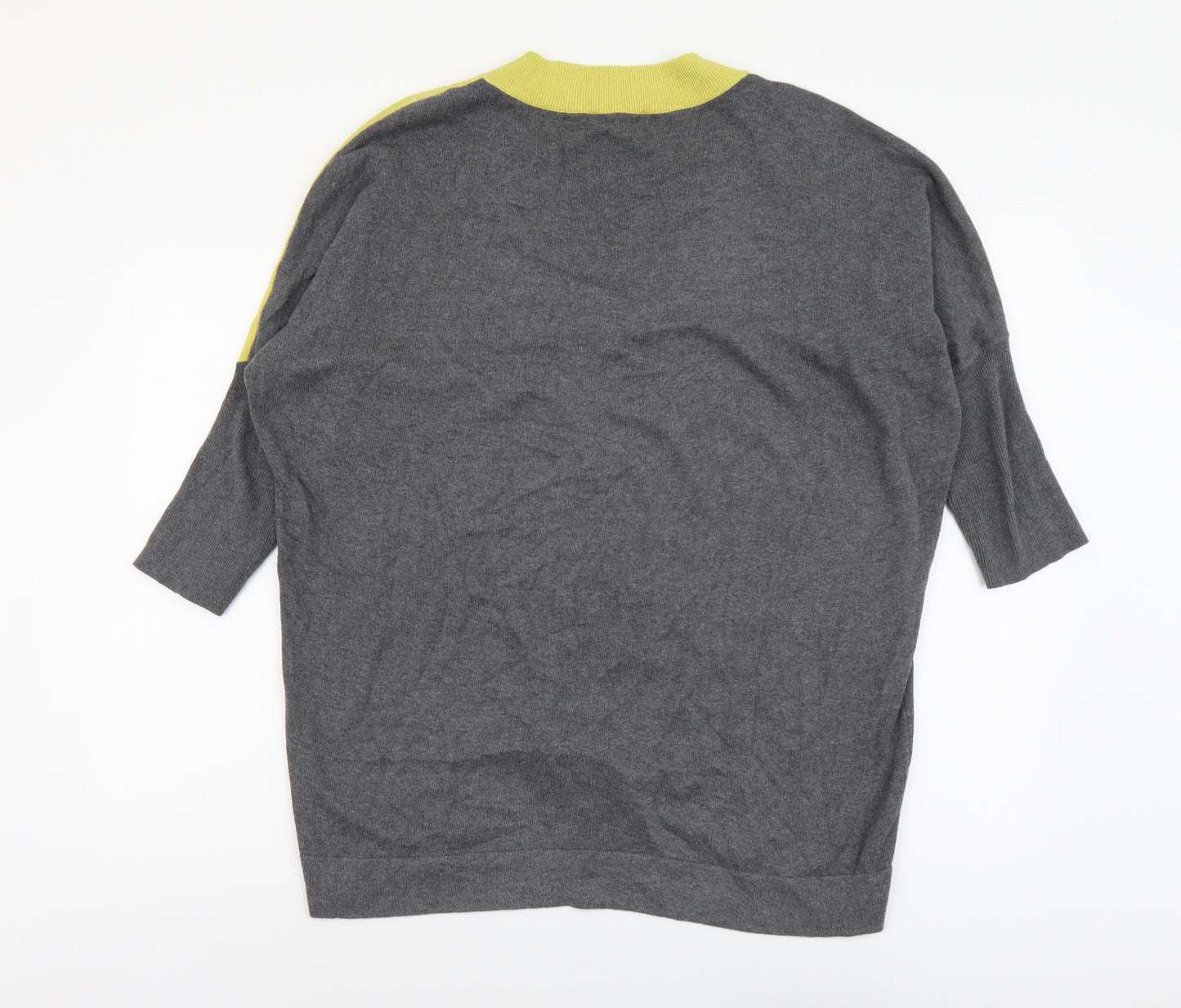Marble Womens Multicoloured V-Neck Geometric Cotton Pullover Jumper Size 4 - Colourblock Drop Shoulder