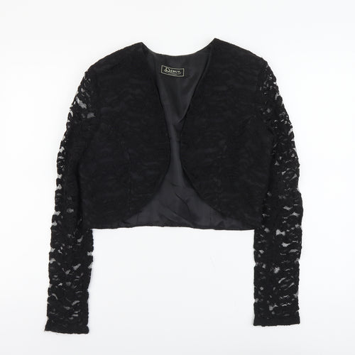 Debut Womens Black Geometric Jacket Blazer Size 12 Hook & Eye