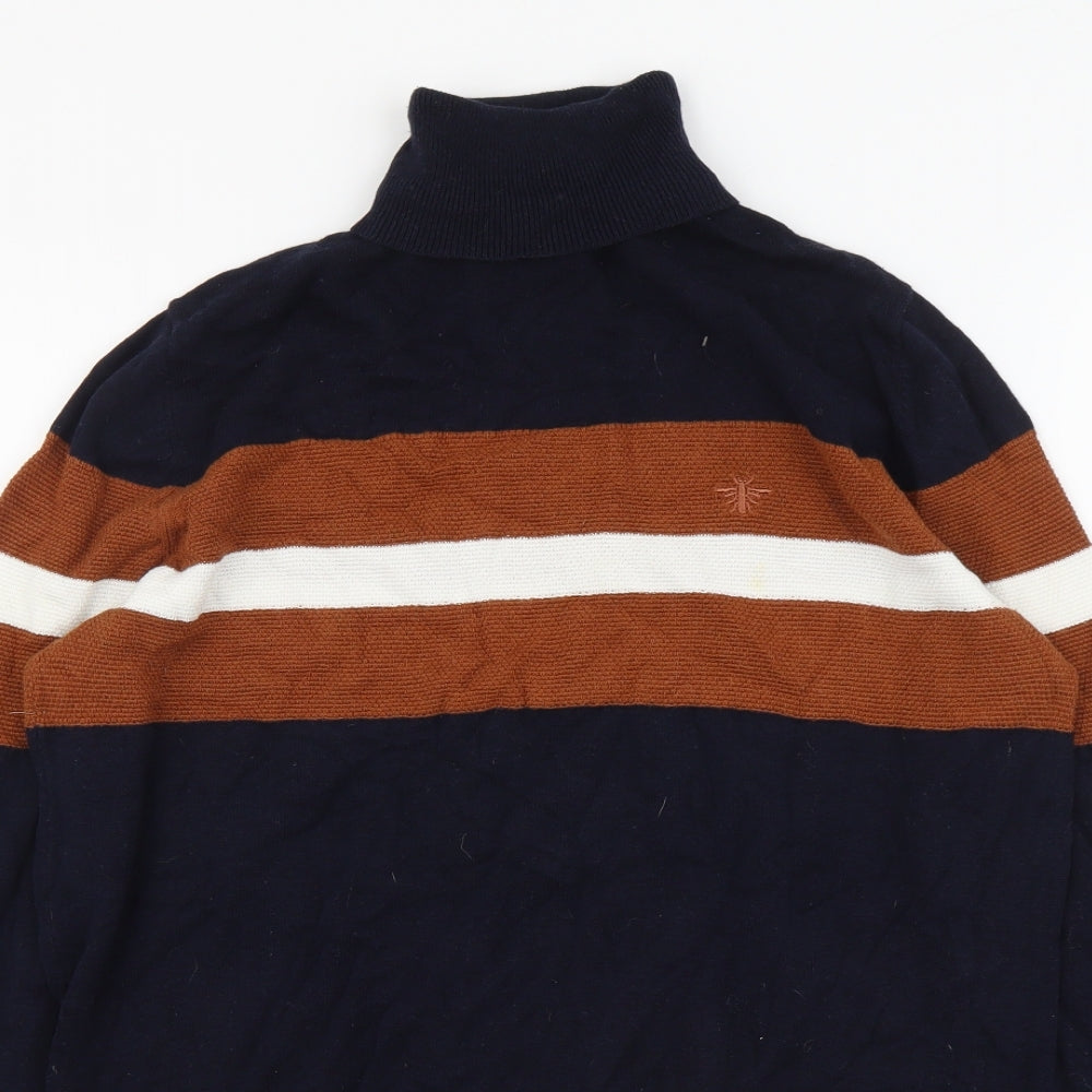 River Island Mens Blue Roll Neck Viscose Pullover Jumper Size M Long Sleeve