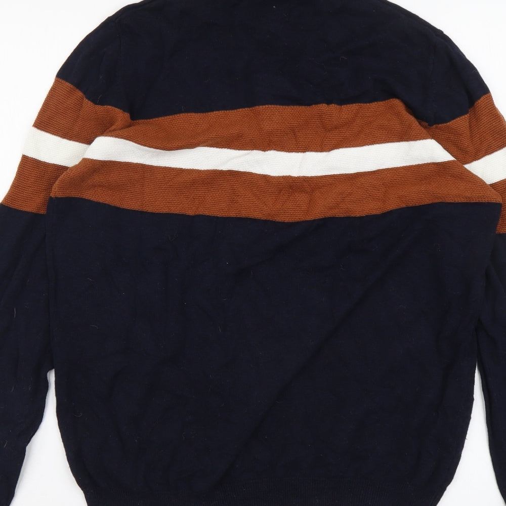 River Island Mens Blue Roll Neck Viscose Pullover Jumper Size M Long Sleeve