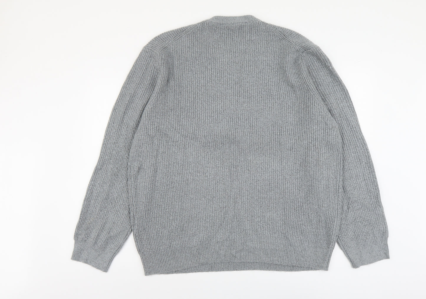 Marks and Spencer Mens Grey Round Neck Polyamide Pullover Jumper Size 2XL Long Sleeve