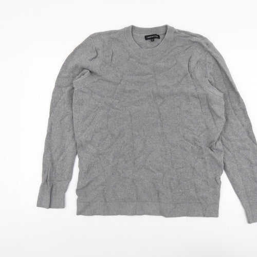 Red Herring Mens Grey Round Neck Cotton Pullover Jumper Size XL Long Sleeve