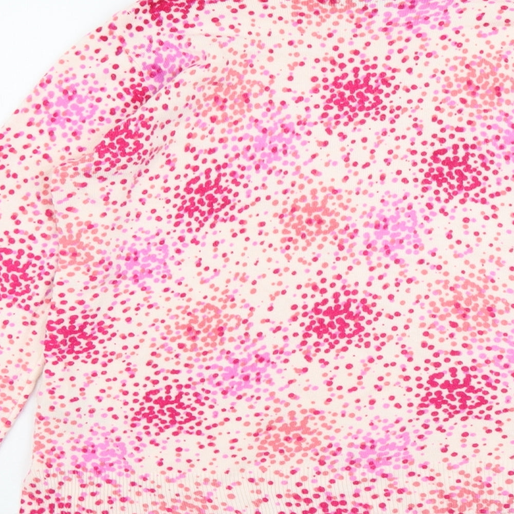 Marks and Spencer Womens Pink Scoop Neck Geometric Acrylic Pullover Jumper Size 12
