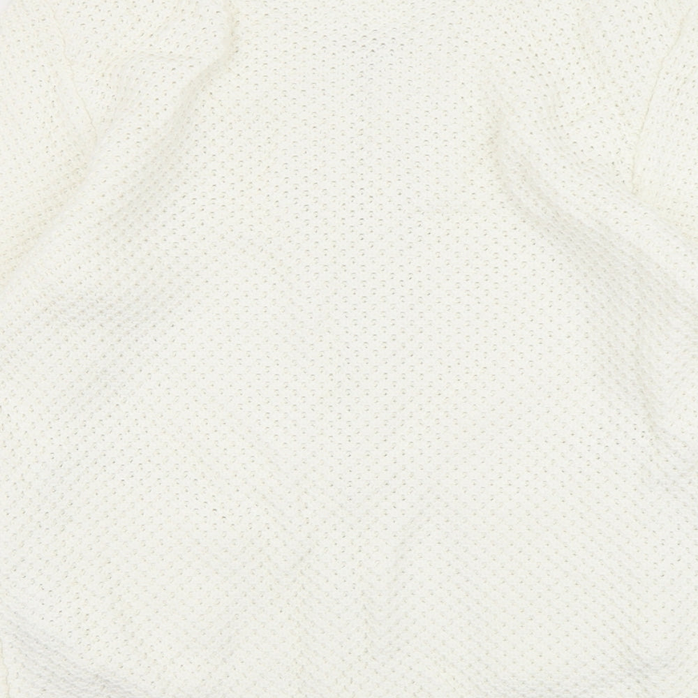 White Stuff Womens Ivory Scoop Neck Cotton Full Zip Jumper Size 14
