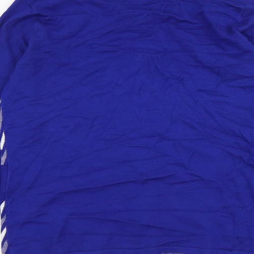 Mund Flowers Womens Blue Scoop Neck Geometric Viscose Full Zip Jumper Size S