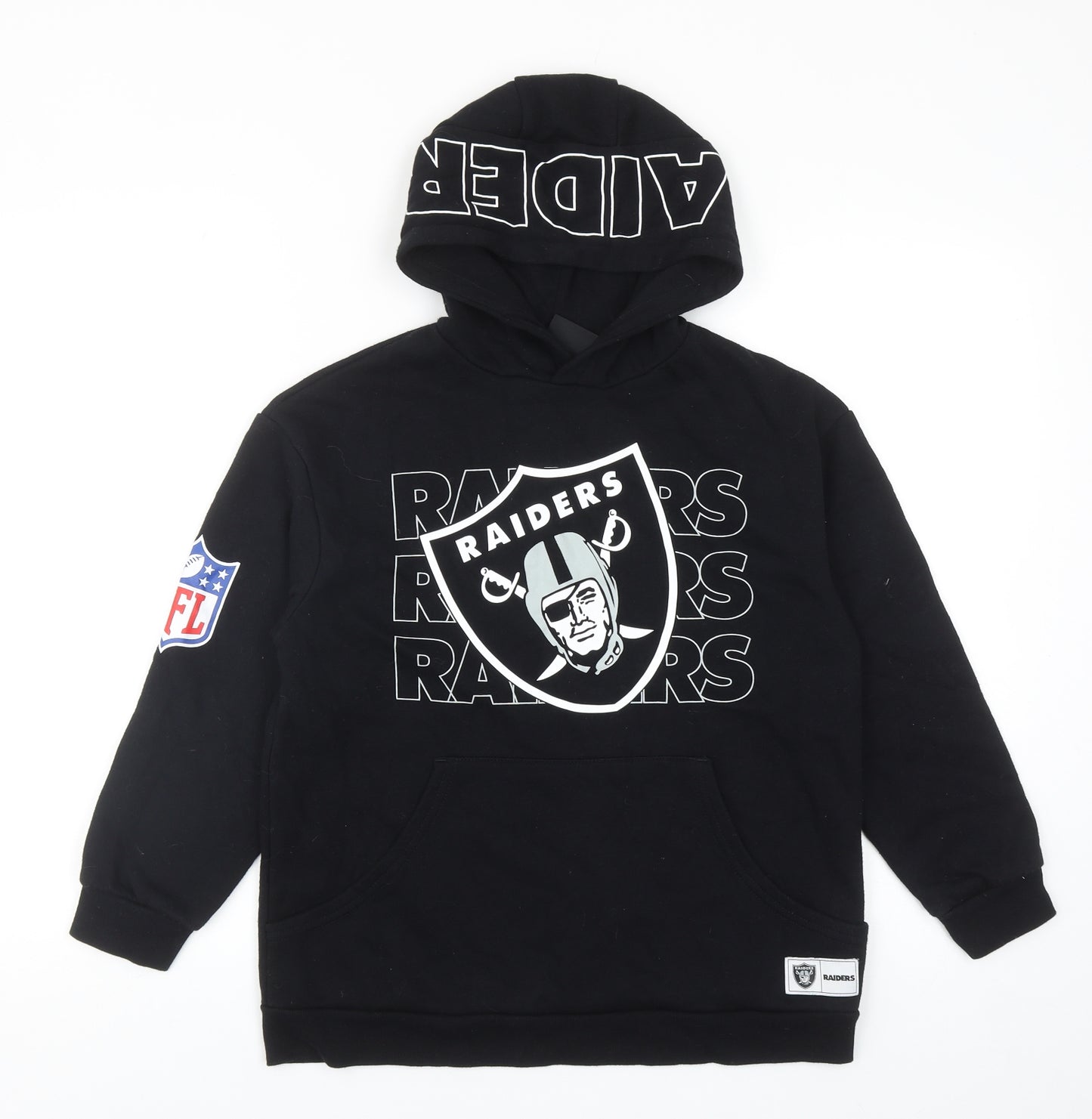Primark Boys Black Cotton Pullover Hoodie Size 10-11 Years Pullover - NFL Raiders