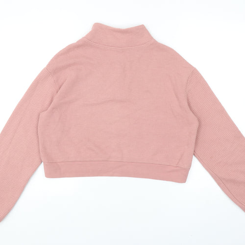 Divided by H&M Womens Pink Cotton Pullover Sweatshirt Size XS Zip