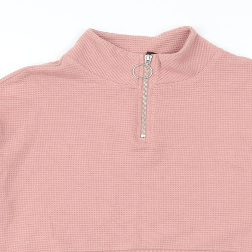 Divided by H&M Womens Pink Cotton Pullover Sweatshirt Size XS Zip