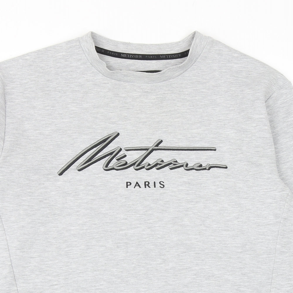 Metissier Paris Mens Grey Polyacrylate Fibre Pullover Sweatshirt Size M - Paris