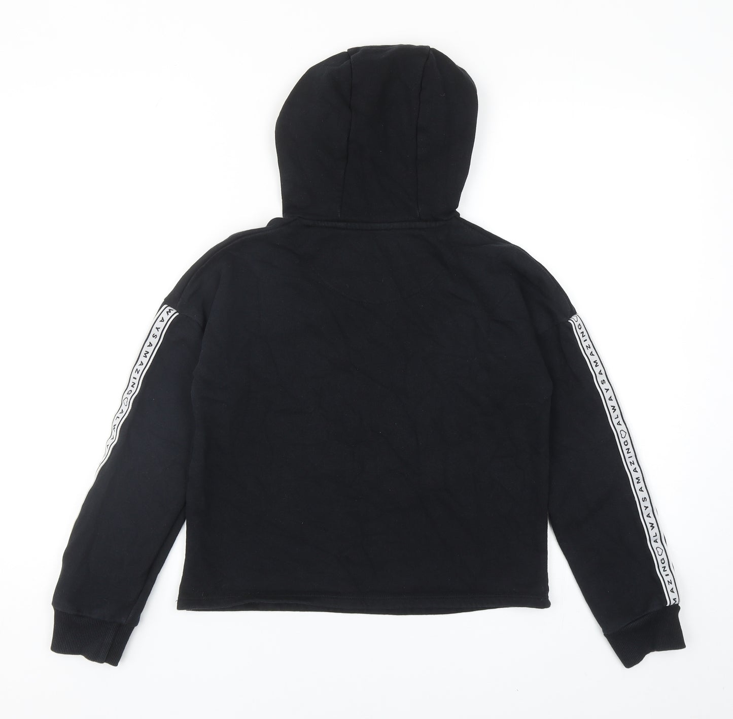 F&F Girls Black Cotton Pullover Hoodie Size 10-11 Years Pullover - Cool