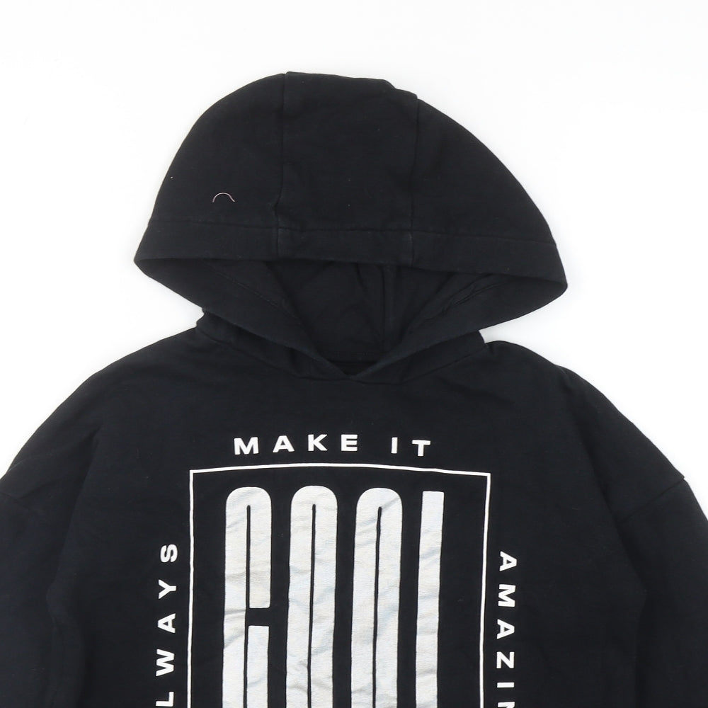 F&F Girls Black Cotton Pullover Hoodie Size 10-11 Years Pullover - Cool