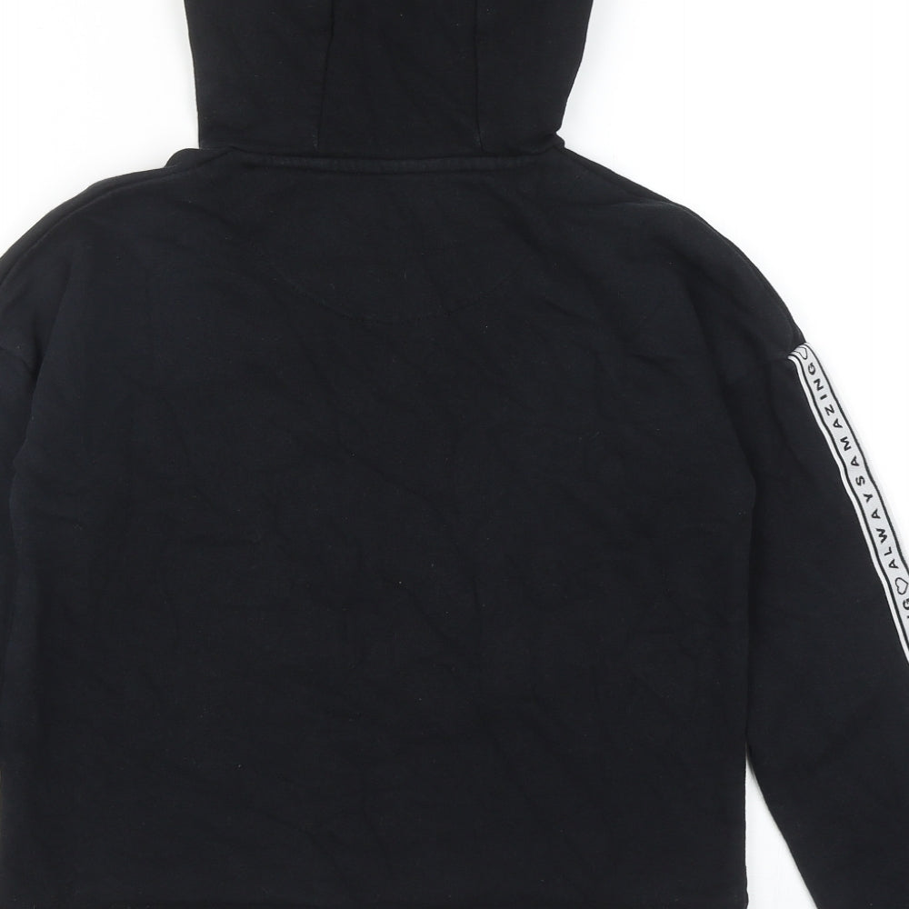 F&F Girls Black Cotton Pullover Hoodie Size 10-11 Years Pullover - Cool